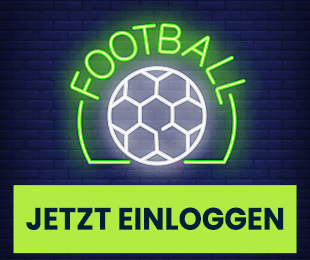 Leuchtendes Fussball Zeichen auf dunkler Wand