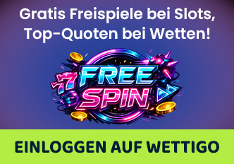 Gratis Freispiele Hinweis mit Slot Symbol und Einloggen Button